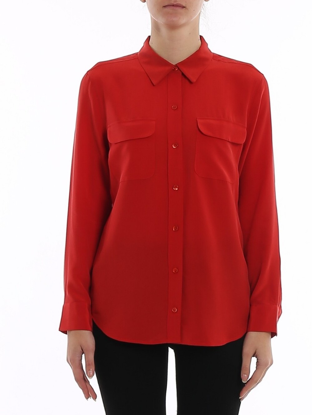 Equipment Slim Signature Silk Button-Up Blouse Luxury Designer Long Sleeve LG
